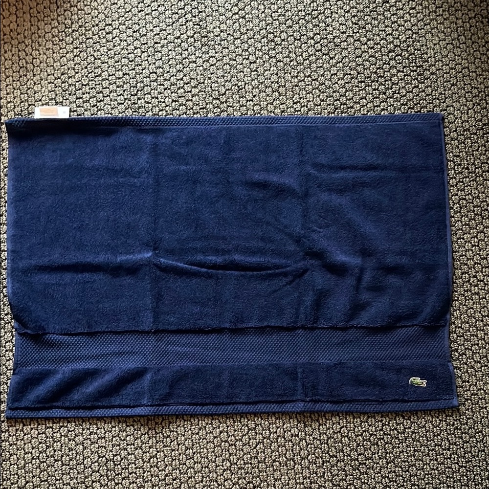 NWT Lacoste Navy Heritage Antimicrobial Cotton Tubmat Bath Rug